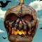 Flickering LED Burlap Pumpkin Animated Halloween Decoration 10 Inches